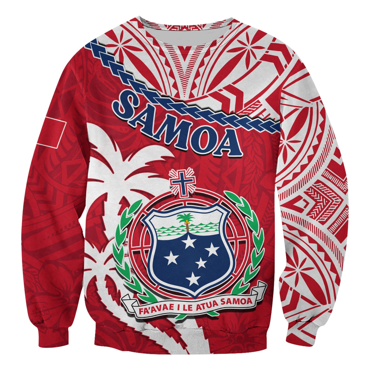 Samoa Sweatshirt Samoan Coat Of Arms With Coconut Red Style - Wonder Print Shop