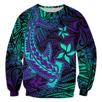 Custom Personalised Polynesian Sweatshirt Purple Paradise Hawaiian Tribal Hammerhead Shark - Wonder Print Shop