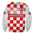 (Custom Text And Number) Croatia Football Sweatshirt Hrvatska Checkerboard Red Version - Wonder Print Shop