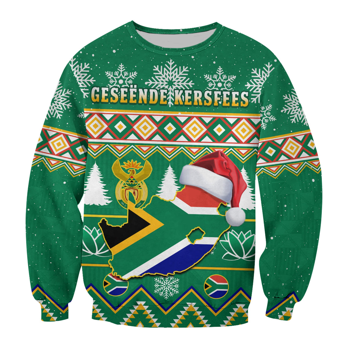 (Custom Personalised) South Africa Christmas Sweatshirt King Protea Geseende Kersfees - Wonder Print Shop