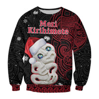 New Zealand Christmas Sweatshirt Hei Tiki Red Pohutukawa Meri Kirihimete - Wonder Print Shop
