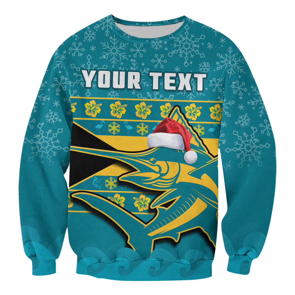 (Custom Personalised) Bahamas Sweatshirt Bahamian Blue Marlin Merry Christmas - Wonder Print Shop