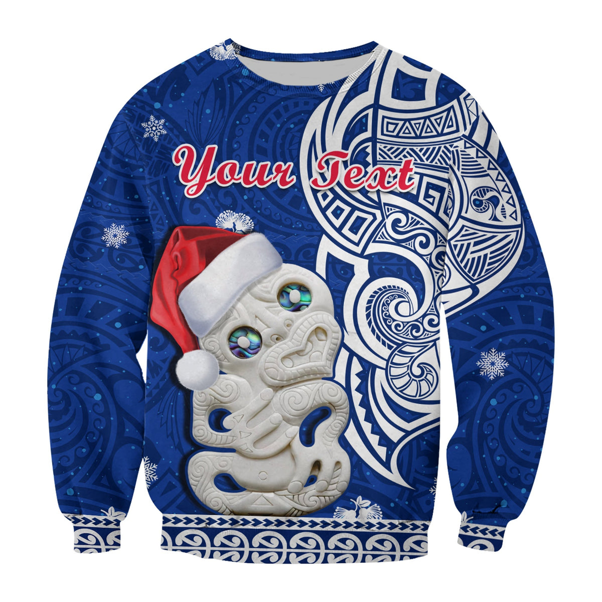 Custom Personalised New Zealand Christmas Sweatshirt Hei Tiki Blue Pohutukawa Meri Kirihimete - Wonder Print Shop