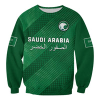 (Custom Text And Number) Saudi Arabia Football Sweatshirt Green Falcons World Cup 2022 - Wonder Print Shop
