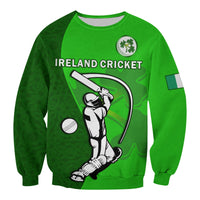 (Custom Text And Number) Ireland Cricket Sweatshirt Irish Flag Celtic Cross Sporty Style - Wonder Print Shop