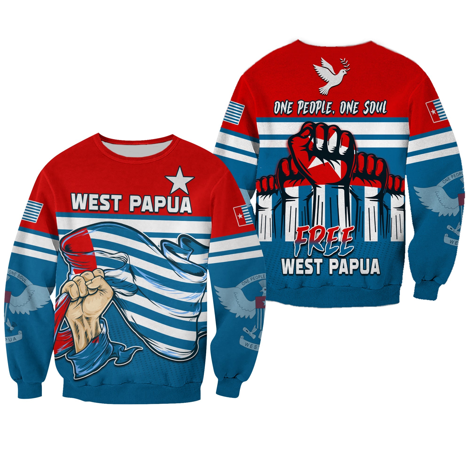 Football Sweatshirt One People One Soul Strong West Papuan LT13 - Wonder Print Shop