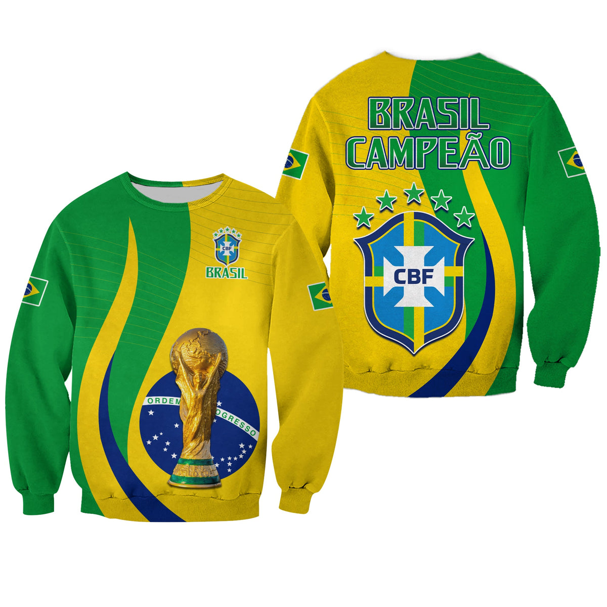 Brazil Football Champions Sweatshirt Selecao Style Vibe LT13 - Wonder Print Shop