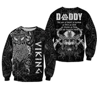 Black unisex sweatshirt set view: Odin rune prints with 'DADDY' on front and back.