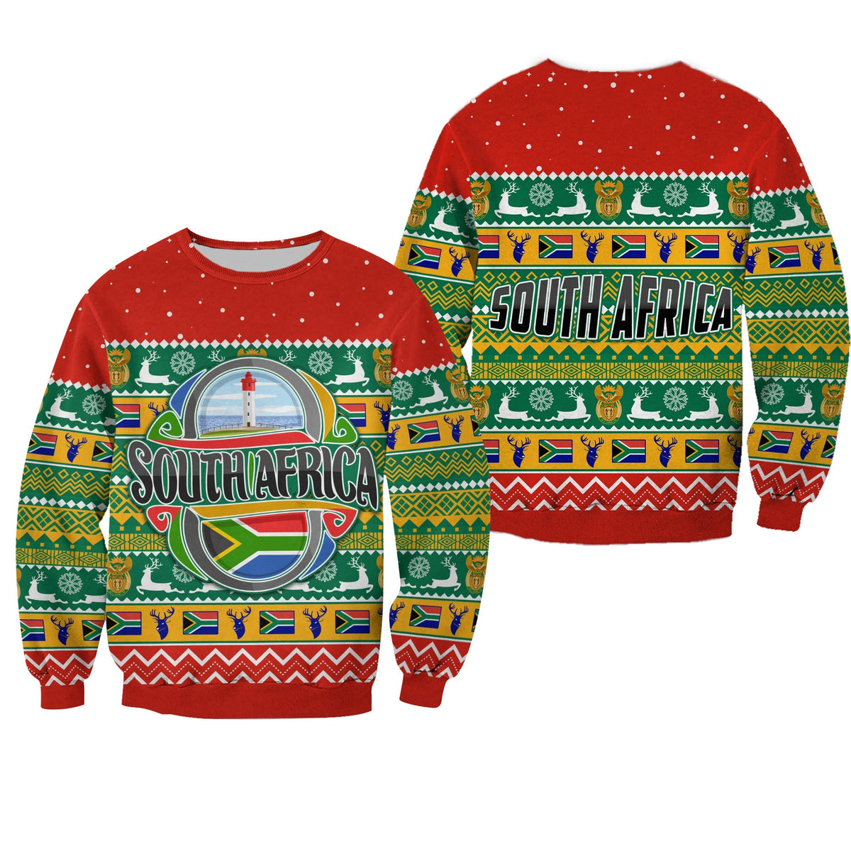 South Africa Christmas Sweatshirt African Springbok LT13 - Wonder Print Shop