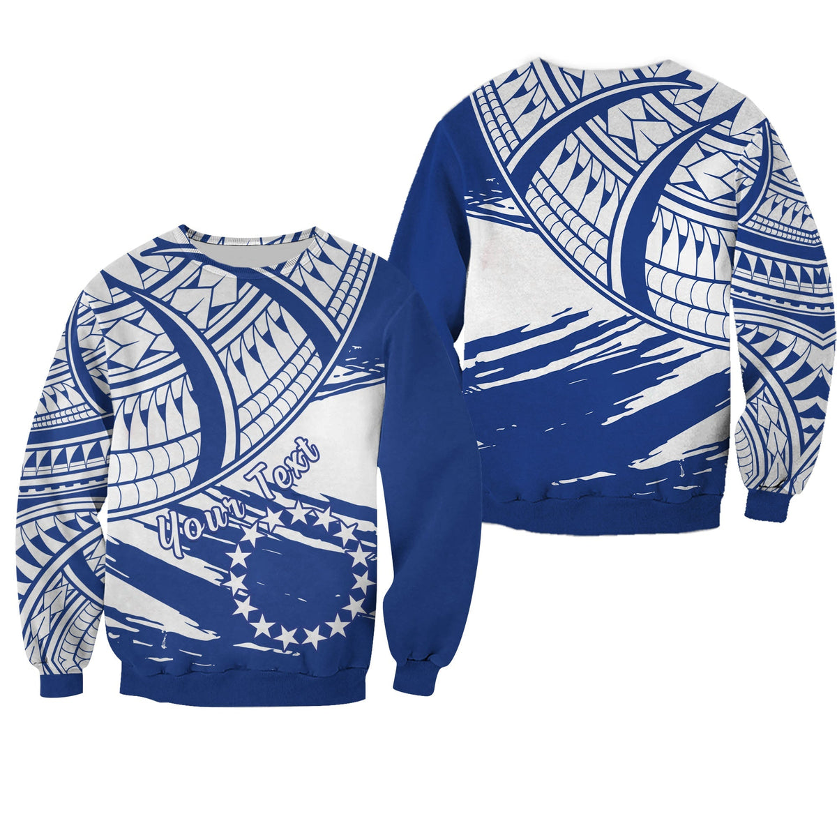 ( Custom Personalised) Cook Islands Sweatshirt Flag Style Blue With Claw Pattern LT13 - Wonder Print Shop