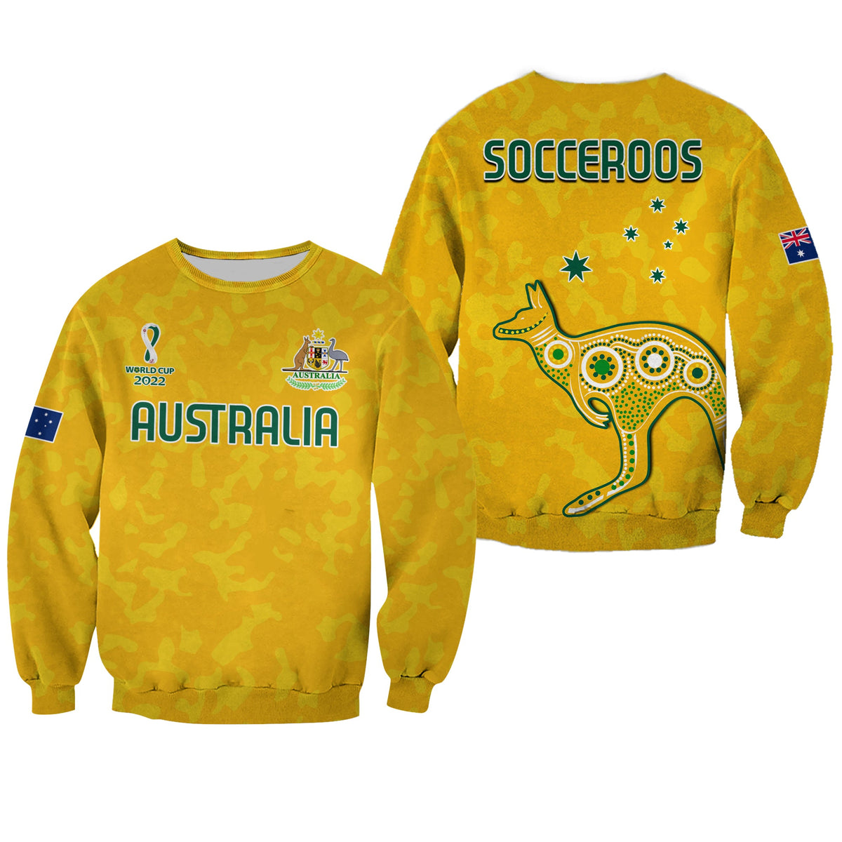 Australia Soccer Sweatshirt World Cup Football 2022 Socceroos with Kangaroos LT13 - Wonder Print Shop