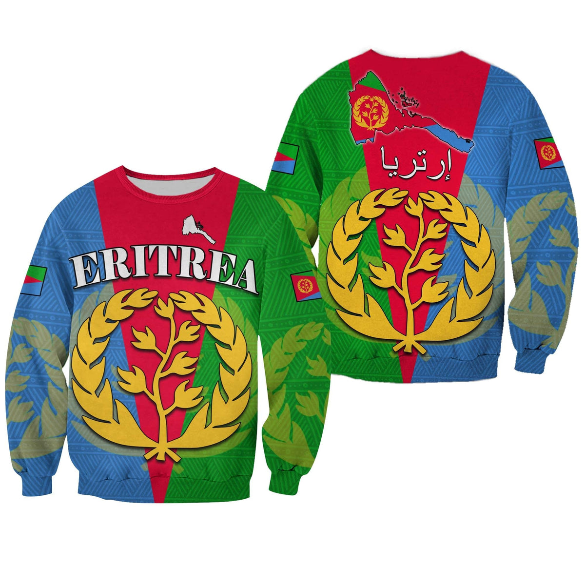 Eritrea Sweatshirt Eritrean Map Mix African Pattern Simple Style - Wonder Print Shop