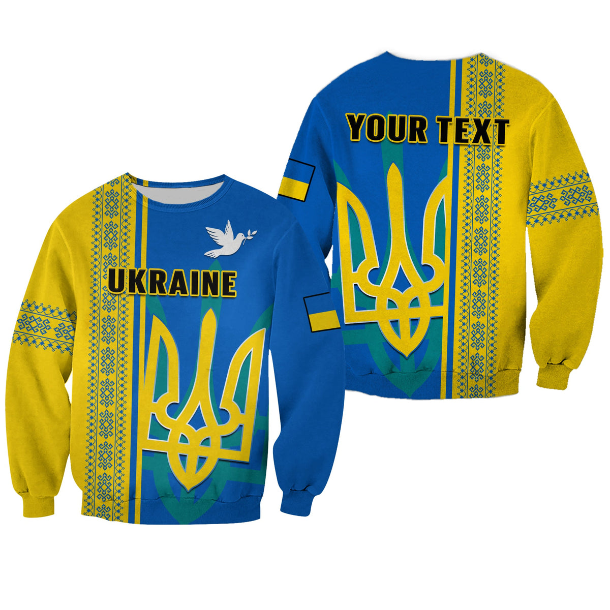 (Custom Personalised) Ukraine Unity Day Sweatshirt Folk Ukrainian Coat Of Arms - Wonder Print Shop