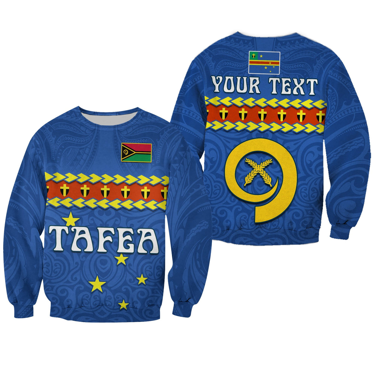 Custom Personalised Tafea Province Sweatshirt Vanuatu Pig Tusk Polynesian Flag Style - Wonder Print Shop