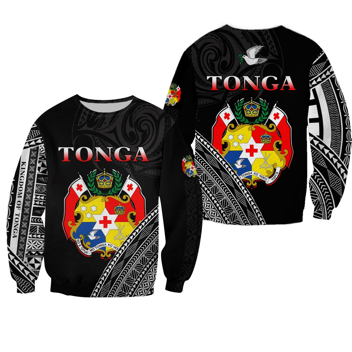 Tonga Sweatshirt Tongan Pattern Blithesome Version Black LT13 - Wonder Print Shop