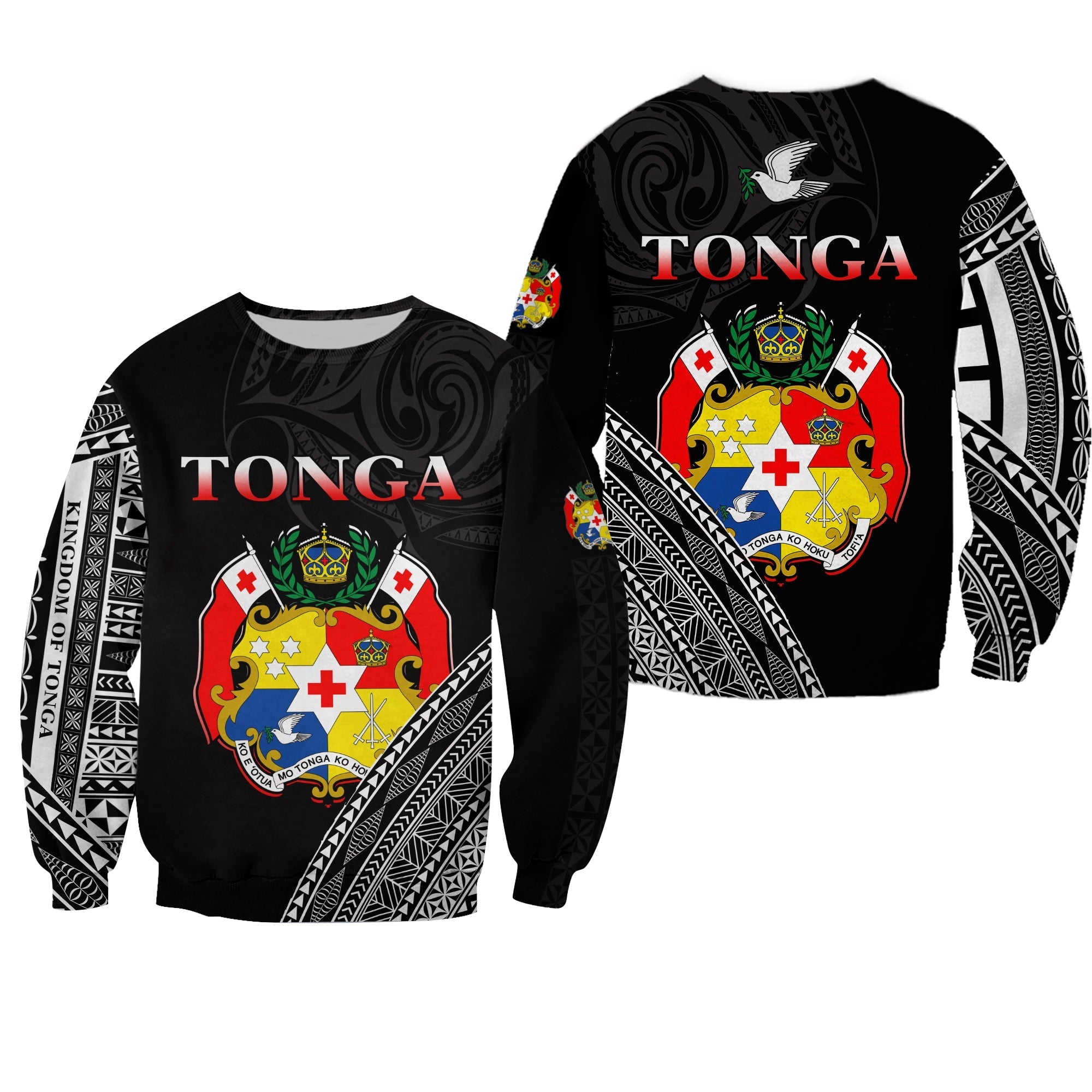 Tonga Sweatshirt Tongan Pattern Blithesome Version Black LT13 - Wonder Print Shop