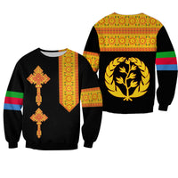 Eritrea Tibeb Sweatshirt Eritrean Cross Mix Flag Version Black LT13 - Wonder Print Shop