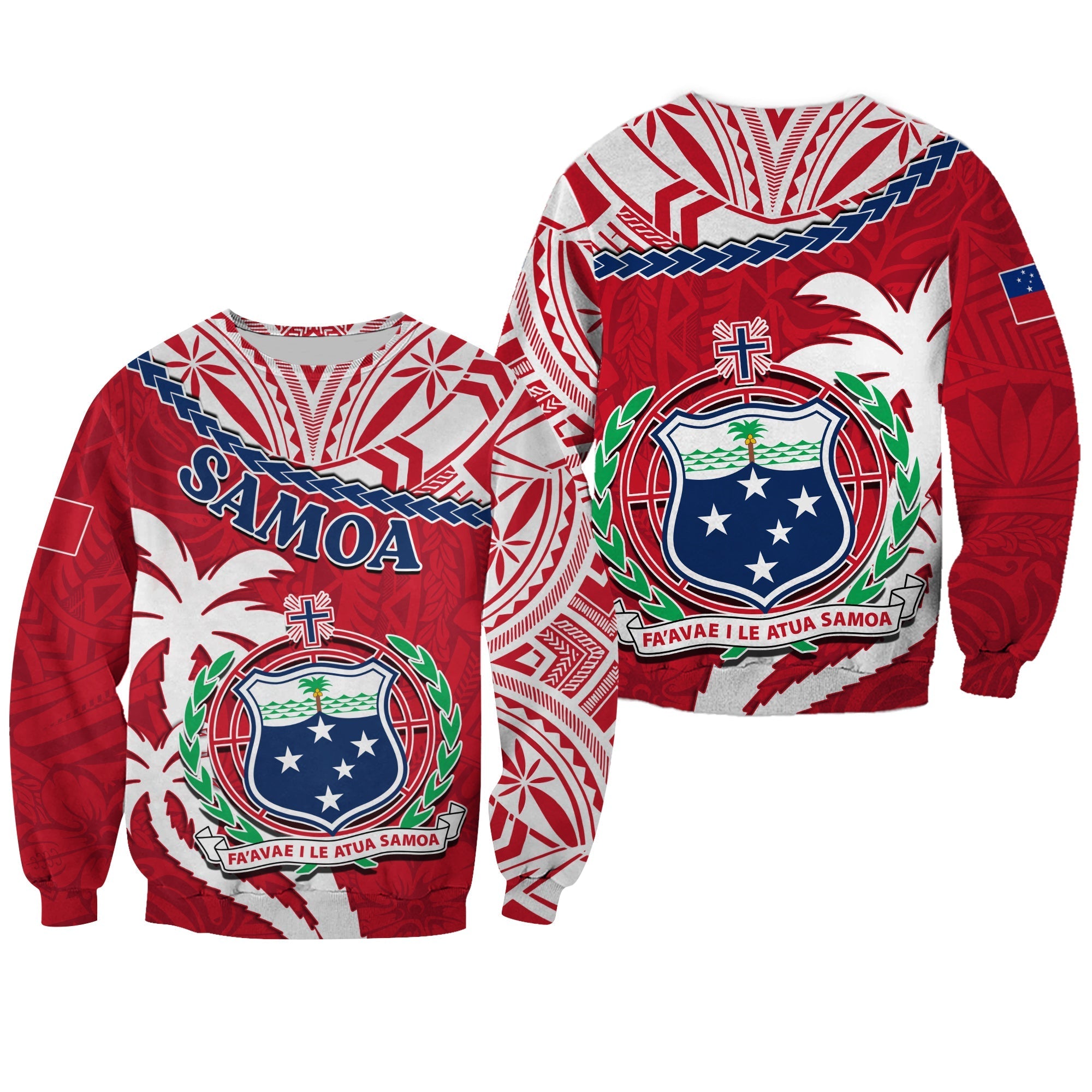 Samoa Sweatshirt Samoan Coat Of Arms With Coconut Red Style - Wonder Print Shop
