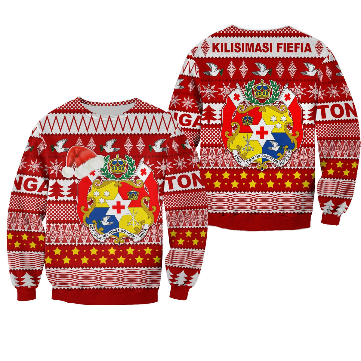 Tonga Kilisimasi Fiefia Sweatshirt Merry Christmas with Tongan Pattern LT13 - Wonder Print Shop