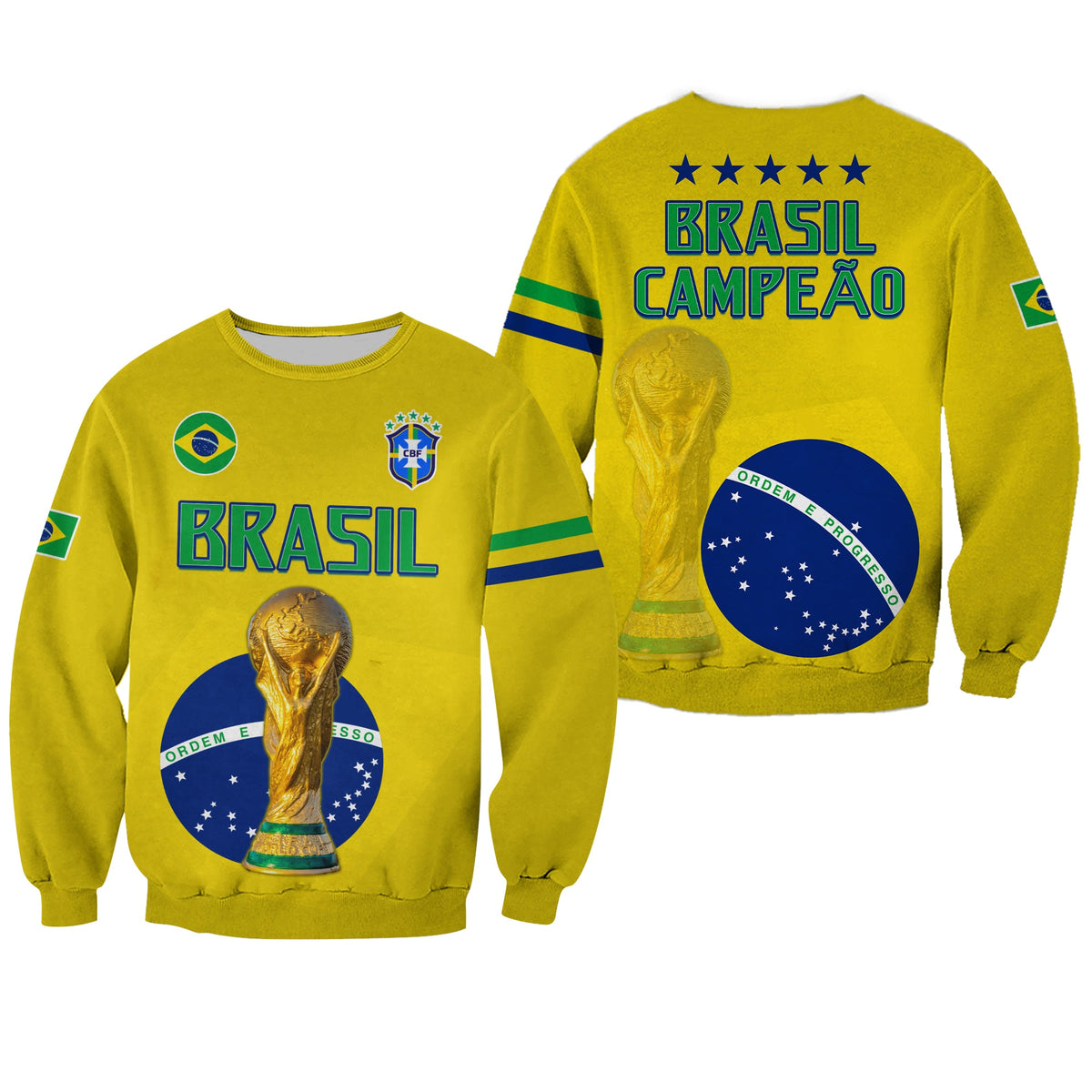 Brazil Football Sweatshirt Go Champions Selecao Campeao LT13 - Wonder Print Shop
