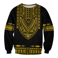 Custom Personalised Polynesian Sweatshirt Dashiki With Polynesian Tattoo Royal Golden Version - Wonder Print Shop