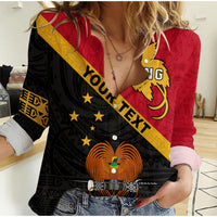 (Custom Personalised) Papua New Guinea Rugby Women Casual Shirt The Kumuls PNG LT13 - Wonder Print Shop