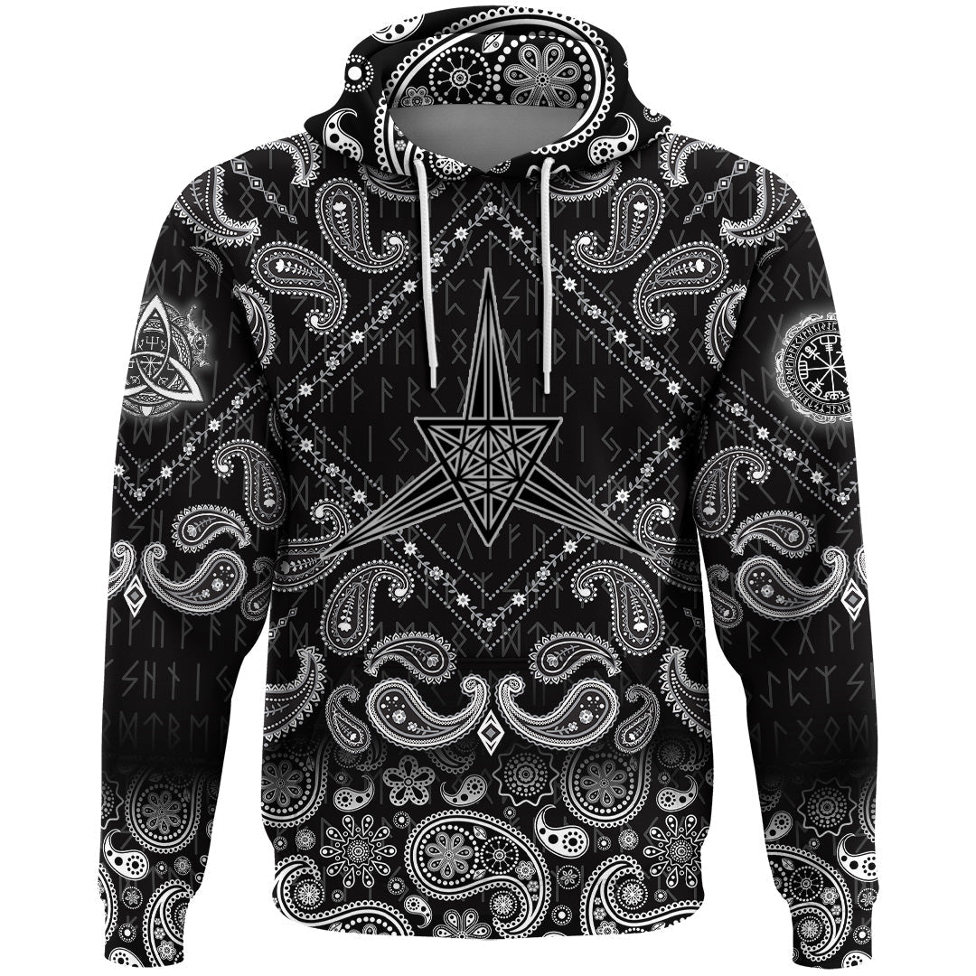Viking Hoodie Sacred Geometry Secret Symbol Of Geometry with Bandana Paisley Style RLT12 - Wonder Print Shop