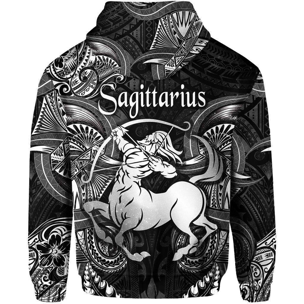 Sagittarius Zodiac Polynesian Zip Hoodie Unique Style Black LT8 - Wonder Print Shop