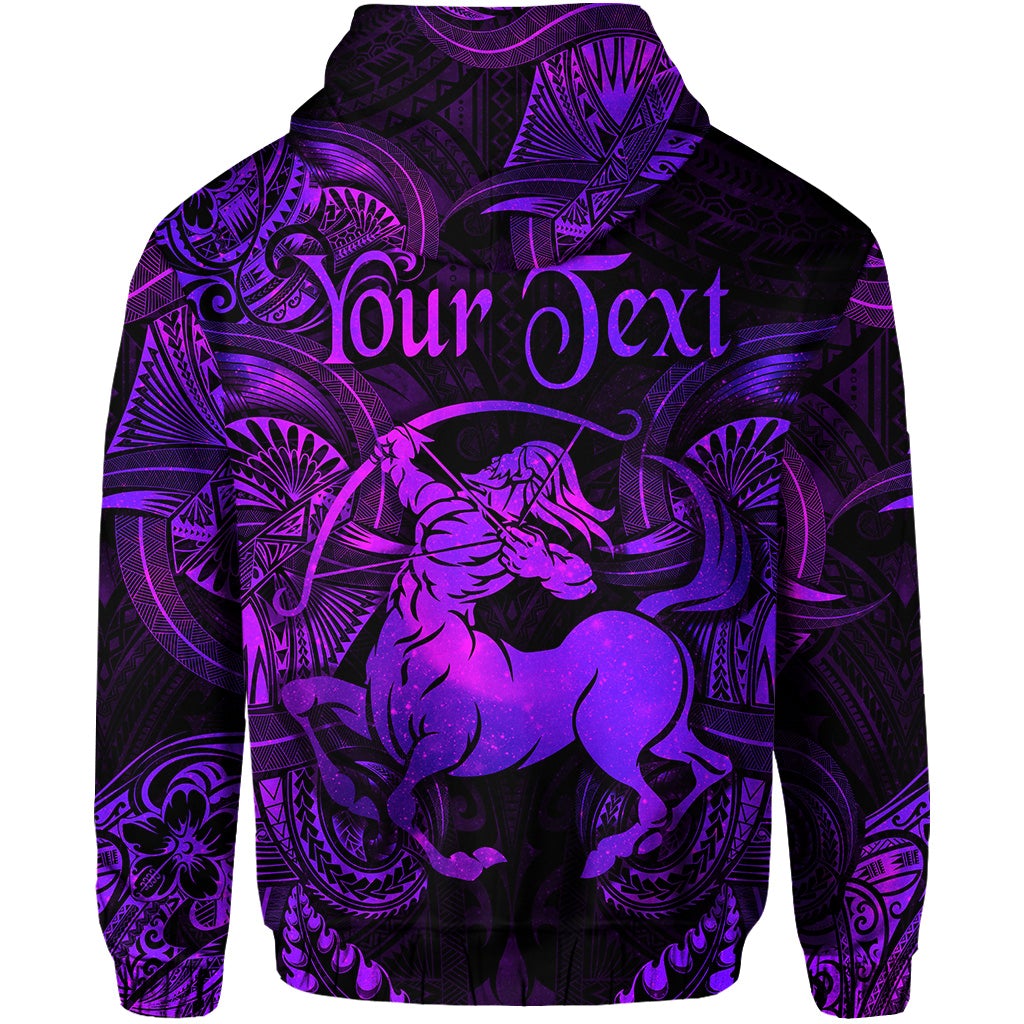 Custom Sagittarius Zodiac Polynesian Zip Hoodie Unique Style Purple LT8 - Wonder Print Shop