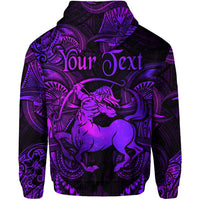 Custom Sagittarius Zodiac Polynesian Zip Hoodie Unique Style Purple LT8 - Wonder Print Shop