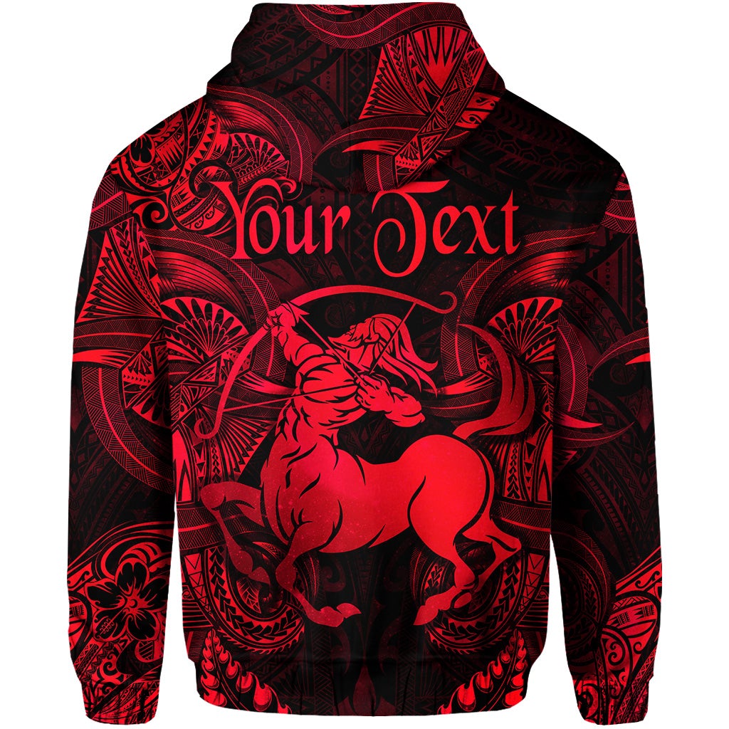 Custom Sagittarius Zodiac Polynesian Zip Hoodie Unique Style Red LT8 - Wonder Print Shop