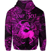 Custom Sagittarius Zodiac Polynesian Zip Hoodie Unique Style Pink LT8 - Wonder Print Shop