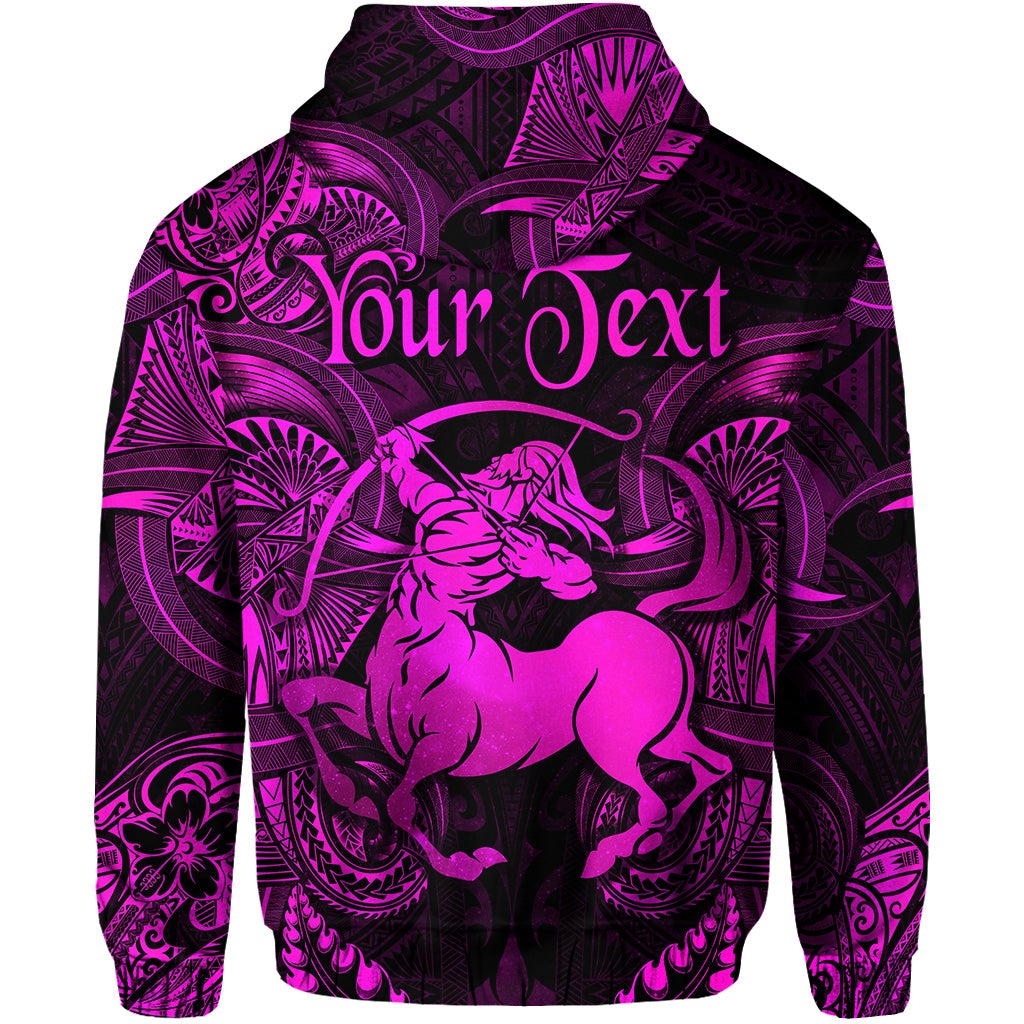 Custom Sagittarius Zodiac Polynesian Hoodie Unique Style Pink LT8 - Wonder Print Shop