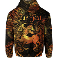 Custom Sagittarius Zodiac Polynesian Zip Hoodie Unique Style Gold LT8 - Wonder Print Shop