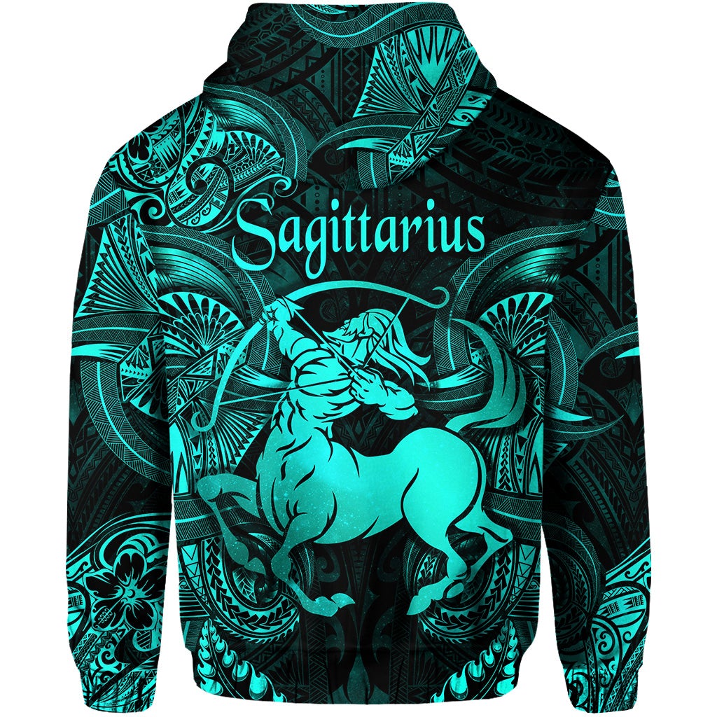 Sagittarius Zodiac Polynesian Hoodie Unique Style Turquoise LT8 - Wonder Print Shop
