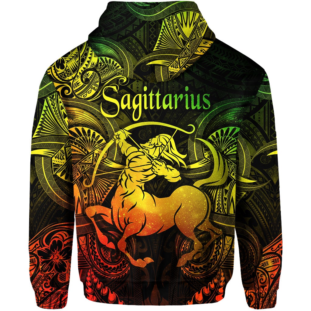 Sagittarius Zodiac Polynesian Zip Hoodie Unique Style Reggae LT8 - Wonder Print Shop