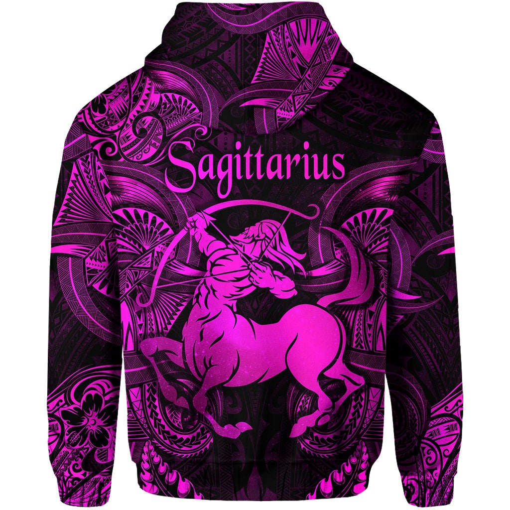 Sagittarius Zodiac Polynesian Hoodie Unique Style Pink LT8 - Wonder Print Shop