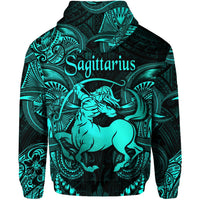 Sagittarius Zodiac Polynesian Zip Hoodie Unique Style Turquoise LT8 - Wonder Print Shop