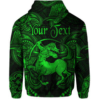 Custom Sagittarius Zodiac Polynesian Hoodie Unique Style Green LT8 - Wonder Print Shop