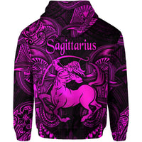 Sagittarius Zodiac Polynesian Zip Hoodie Unique Style Pink LT8 - Wonder Print Shop