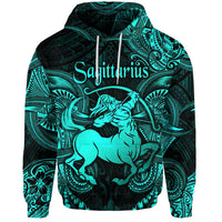Sagittarius Zodiac Polynesian Hoodie Unique Style Turquoise LT8 - Wonder Print Shop