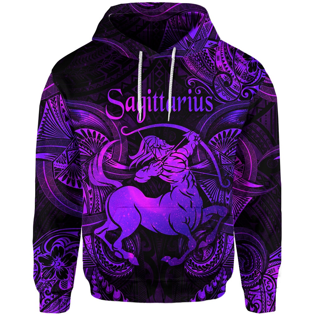 Custom Sagittarius Zodiac Polynesian Hoodie Unique Style Purple LT8 - Wonder Print Shop