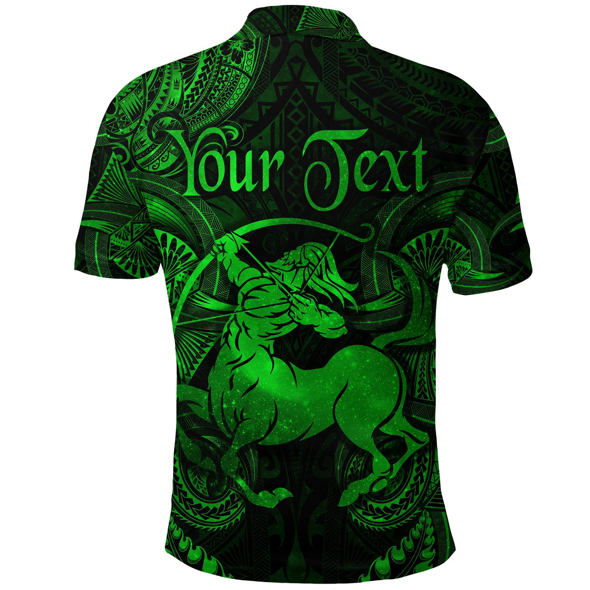 Custom Sagittarius Zodiac Polynesian Polo Shirt Unique Style Green LT8 - Wonder Print Shop
