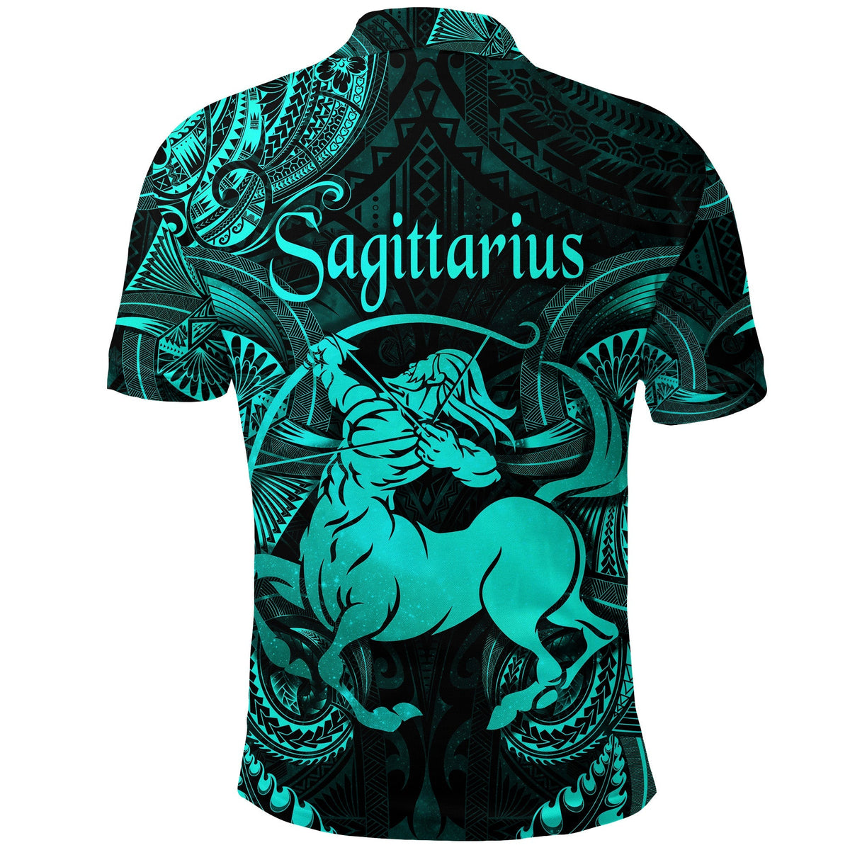 Sagittarius Zodiac Polynesian Polo Shirt Unique Style Turquoise LT8 - Wonder Print Shop