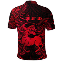 Sagittarius Zodiac Polynesian Polo Shirt Unique Style Red LT8 - Wonder Print Shop