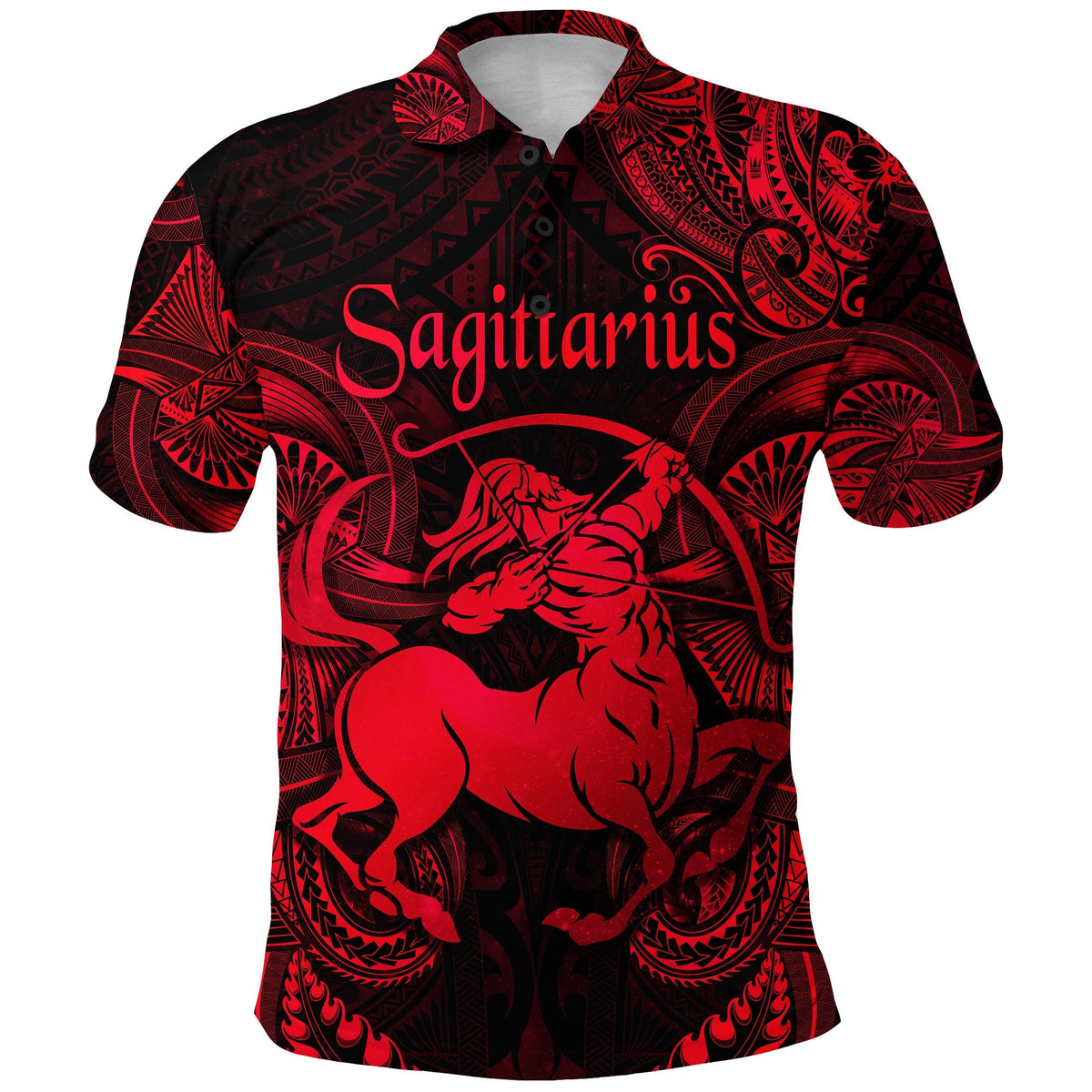 Custom Sagittarius Zodiac Polynesian Polo Shirt Unique Style Red LT8 - Wonder Print Shop