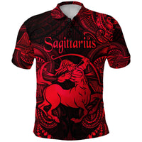 Custom Sagittarius Zodiac Polynesian Polo Shirt Unique Style Red LT8 - Wonder Print Shop