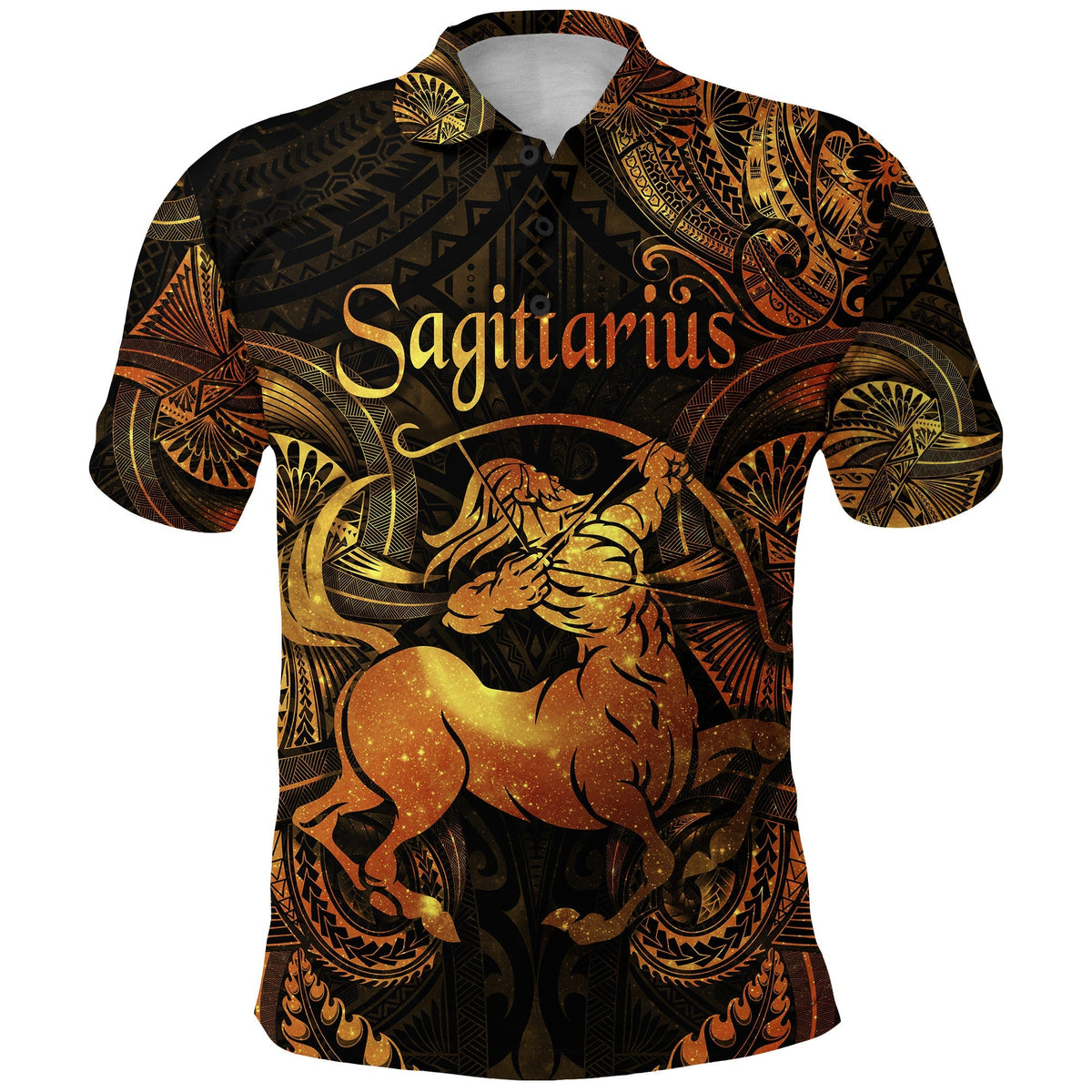 Sagittarius Zodiac Polynesian Polo Shirt Unique Style Gold LT8 - Wonder Print Shop