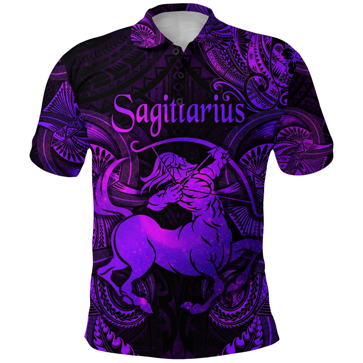 Custom Sagittarius Zodiac Polynesian Polo Shirt Unique Style Purple LT8 - Wonder Print Shop