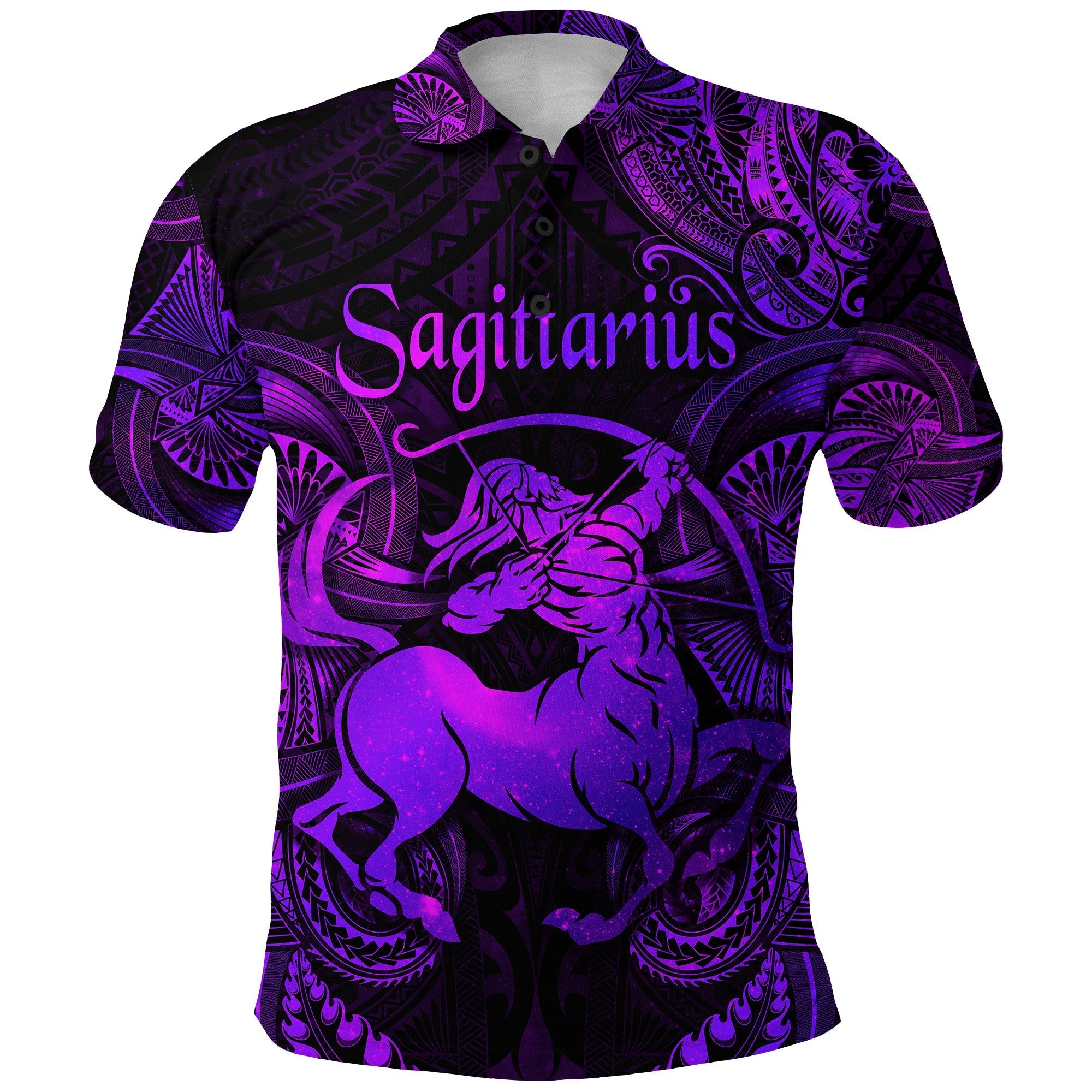 Custom Sagittarius Zodiac Polynesian Polo Shirt Unique Style Purple LT8 - Wonder Print Shop